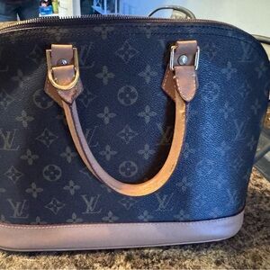 Louis Vuitton Monogram Satchel in Black and Brown with Gold Hardware